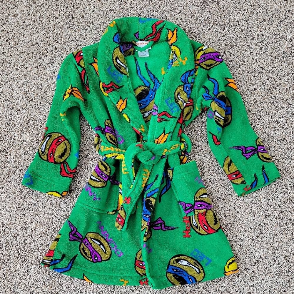 Vintage 2014 Nickelodeon Green Ninja Turtle Kids Robe